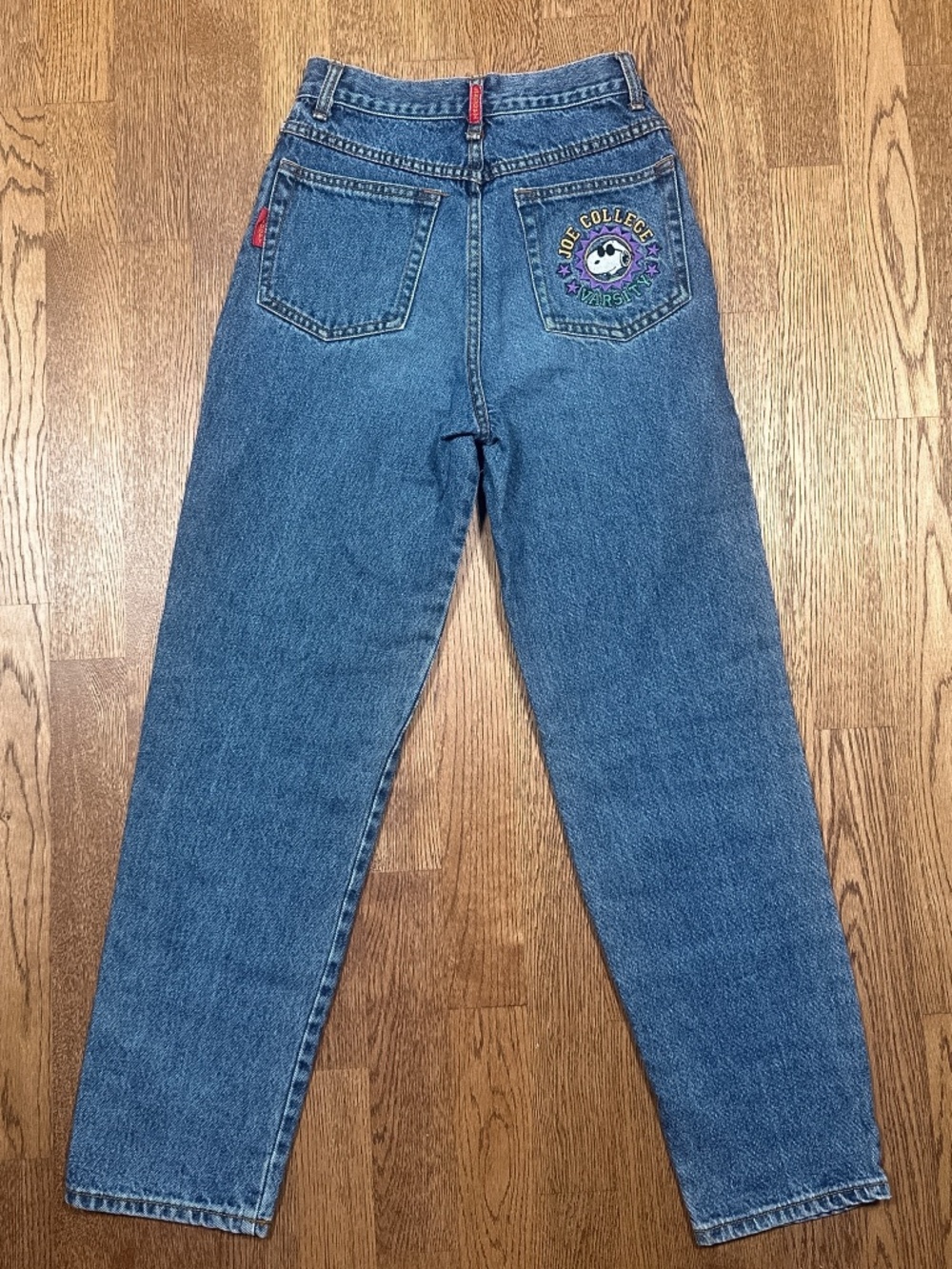 Vintage 90s Joe Cool Peanuts Snoopy College High Rise Taper Jeans Womens 26